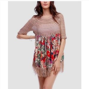 Selfie Culture Tunic Top Size Small Boho Fringed Floral